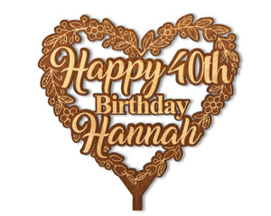 WEDDINGS 40th 50th 25th Happy Birthday Wooden Engraved Cake Topper Personzlied Tier Cake Decoration Adult Baby Party Decor Kids Parties Celebration