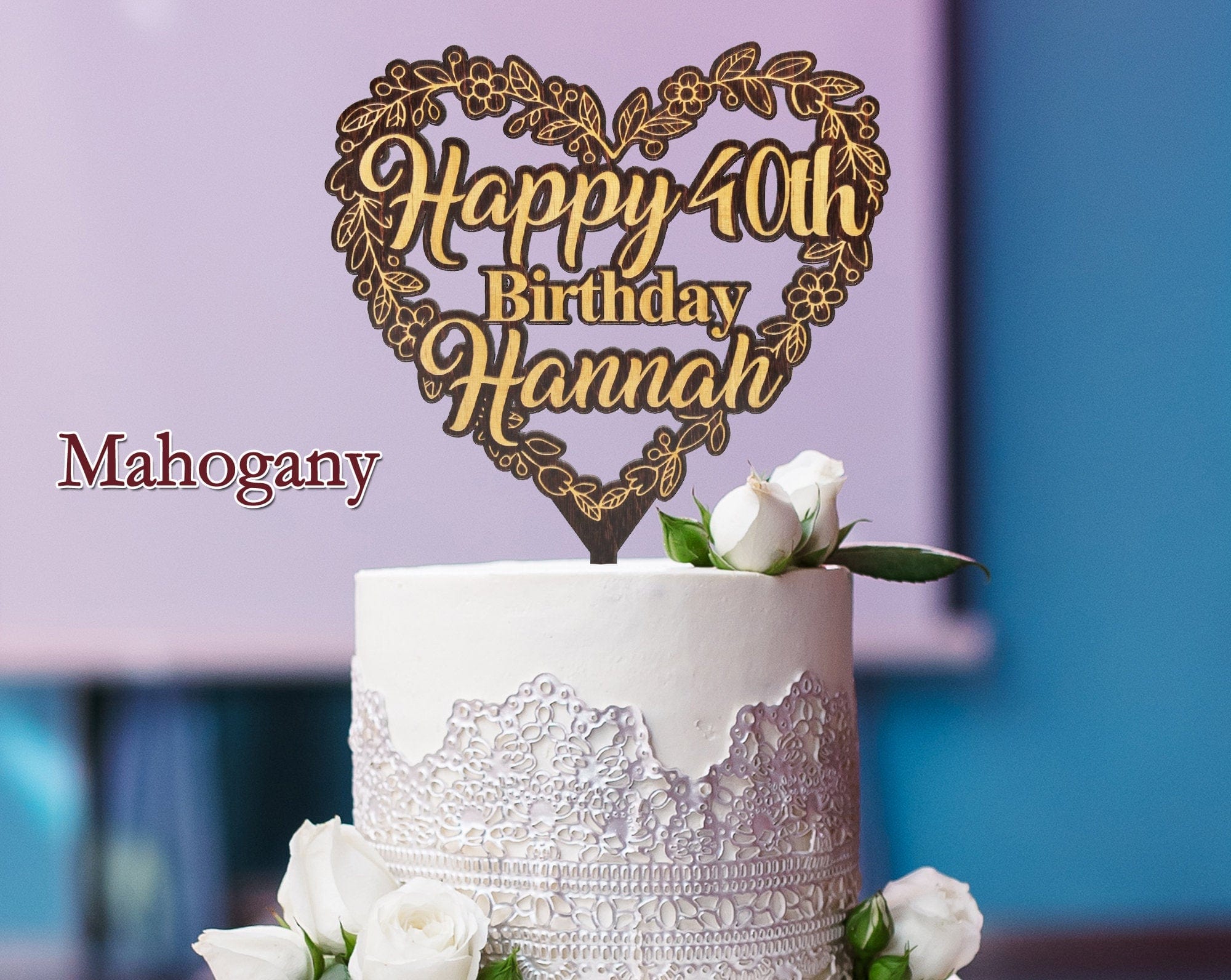 WEDDINGS 40th 50th 25th Happy Birthday Wooden Engraved Cake Topper Personzlied Tier Cake Decoration Adult Baby Party Decor Kids Parties Celebration