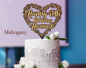 WEDDINGS 40th 50th 25th Happy Birthday Wooden Engraved Cake Topper Personzlied Tier Cake Decoration Adult Baby Party Decor Kids Parties Celebration