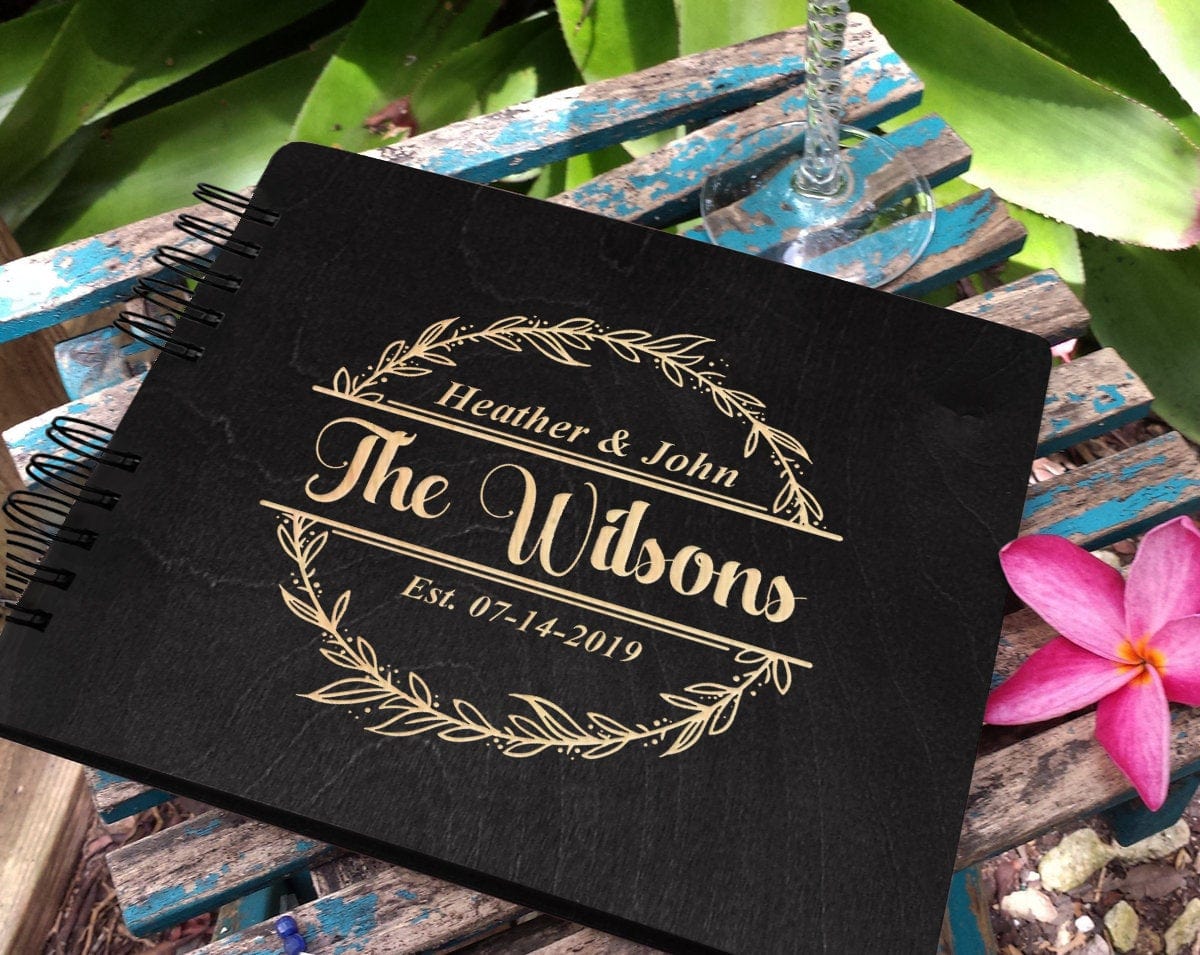 WEDDINGS Black 8.5 x 7 / 80 Pages Ivory Blank Wooden Future Mr Mrs Custom Wedding Decor Guest Book Rustic Wedding Personalized Photo Album Newly Engaged Im Getting Married Gift Sign In