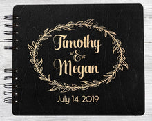WEDDINGS Black 8.5 x 7 / 80 Pages Ivory Blank Wreathe Soon to Be Married Custom Alternate Rustic Guest Book Gift Wooden Personalize Guestbook Bridal Shower Wedding Guests Sign In Book