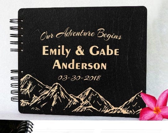 Our Adventure Begins Just Married Wedding Wooden Guest Book Unique Rus–  Stocking Factory