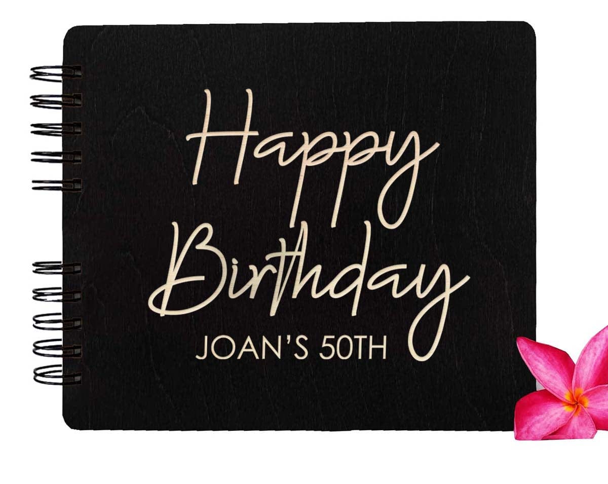 WEDDINGS Black 80 Pages 7x8.5 / Ivory Blank Birthday Party Guest Book Personalized Album Guest Sign In Custom for Happy Birthday Party Gift