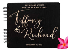 WEDDINGS Black 80 Pages 7x8.5 / Ivory Blank Modern Wedding Guest Book Wood Hard Cover Personalized Elegant Album Guest Sign In Custom for Bridal Shower Gift