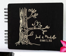 WEDDINGS Black Wood 8.5 x 7 / 80 Pages Ivory Blank Personalized Love Birds Wooden Wedding Guest Book 8.5x7" Wood Alternate Unique Barn Mr Mrs Guestbook Custom Newlywed Wedding Guest Register