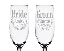 WEDDINGS Bridal Shower Personalized Bride Groom Flutes Set of 2 Vow Renewal Future Mr Mrs Wedding Champagne Glasses Newlywed Couples Engraved Gifts