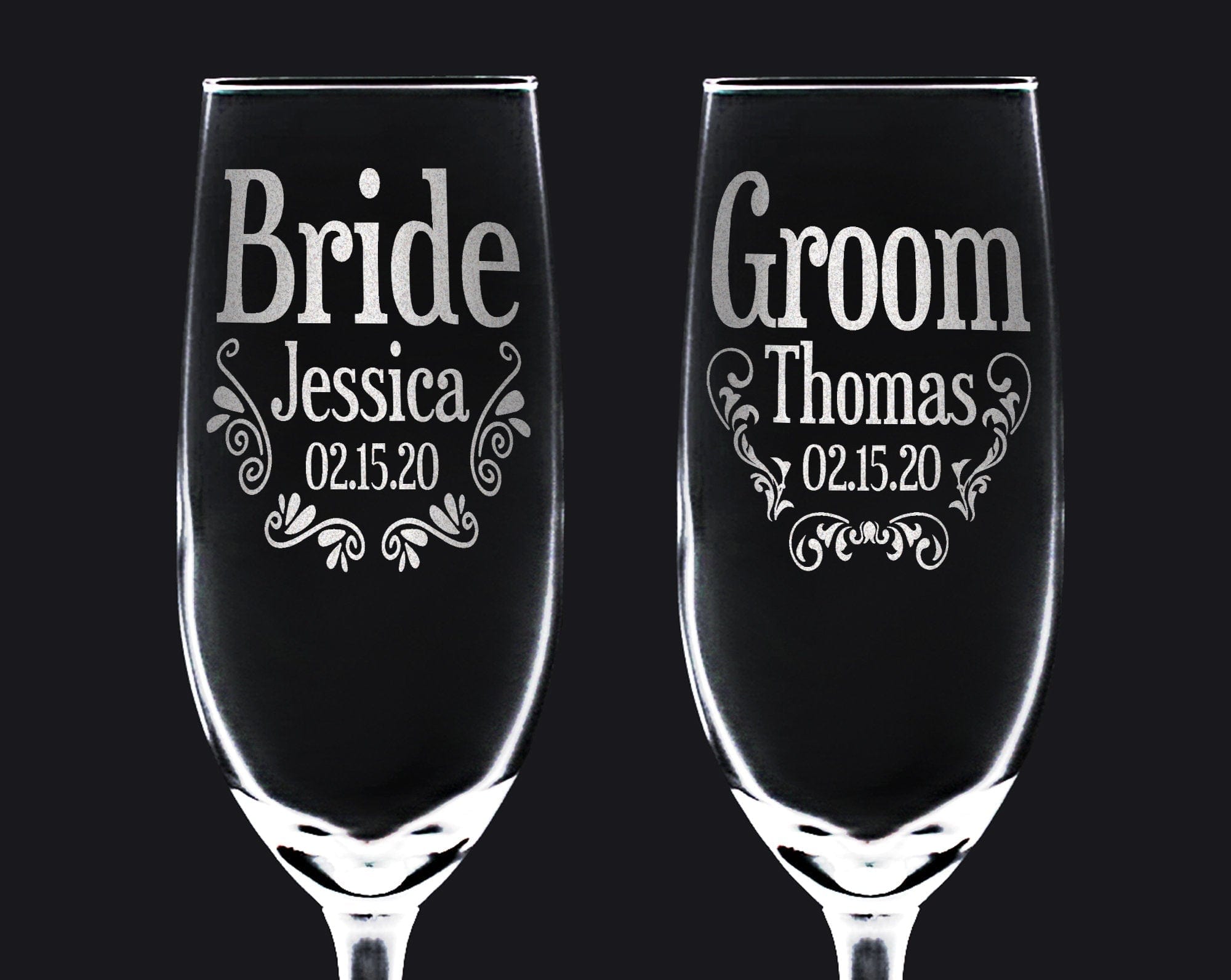 WEDDINGS Bridal Shower Personalized Bride Groom Flutes Set of 2 Vow Renewal Future Mr Mrs Wedding Champagne Glasses Newlywed Couples Engraved Gifts