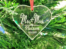 WEDDINGS Bride Groom Custom Christmas Glass Ornament Gift Wedding Mr Mrs Anniversary Engagement Newlyweds Couples Mom Dad Grandparents Family Gifts