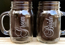 WEDDINGS Bride Groom Personalized Mason Jars Set of 2 Engraved Gift Idea Couples for him her Wedding Gift Bridal Shower Newlywed Engagement