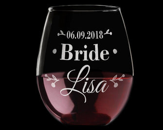 WEDDINGS Bridesmaid Gift Proposal ONE Stemless Engraved Glass Wine Gifts for Women, Mom Custom Gift for Wine Lover Bridesmaid Thank You Wedding Party