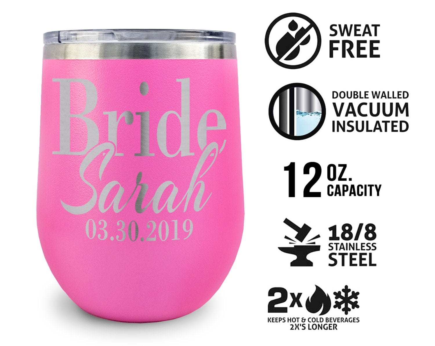 WEDDINGS Bridesmaid Maid of Honor Flower Girl Mother of Bride Custom Engraved Beach Tumbler Wedding 12oz Insulated Stainless Stemless Travel Mug