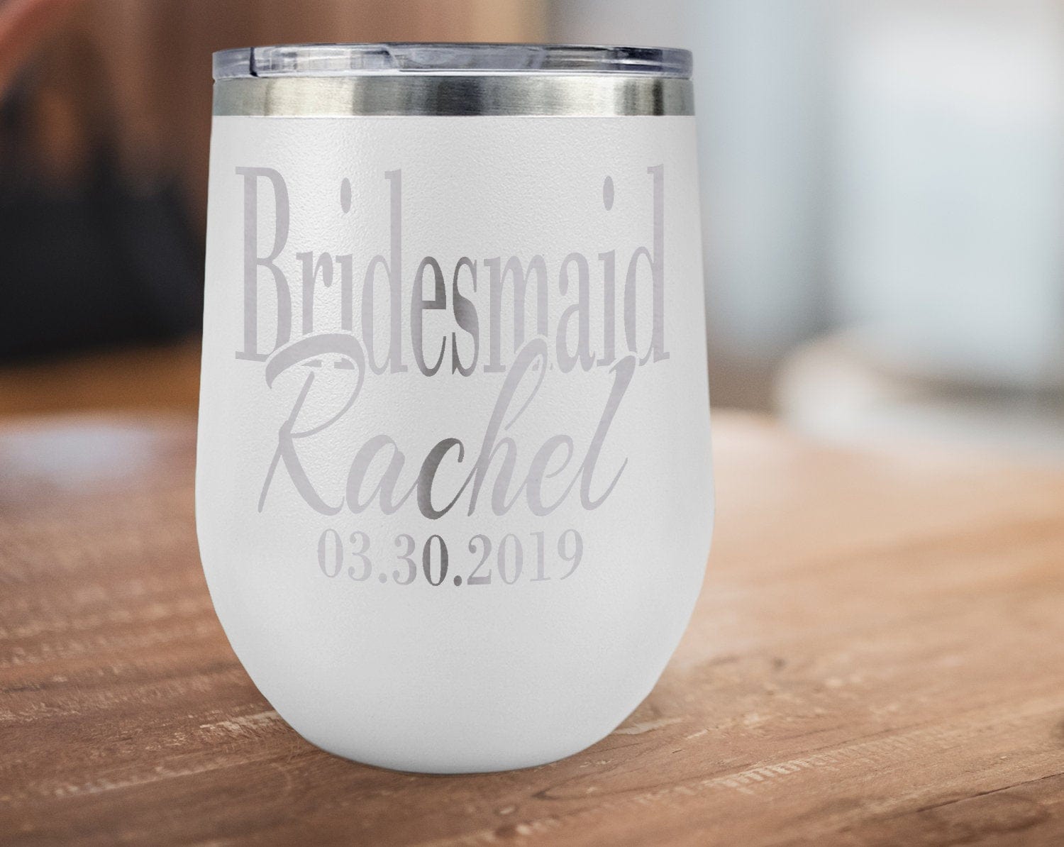 WEDDINGS Bridesmaid Maid of Honor Flower Girl Mother of Bride Custom Engraved Beach Tumbler Wedding 12oz Insulated Stainless Stemless Travel Mug