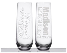 WEDDINGS Bridesmaid Proposal Personalized Ladies Stemless Champagne Wine Glasses Single Day of Wedding Bridal Celebration Bride Mother Mimosa Glass