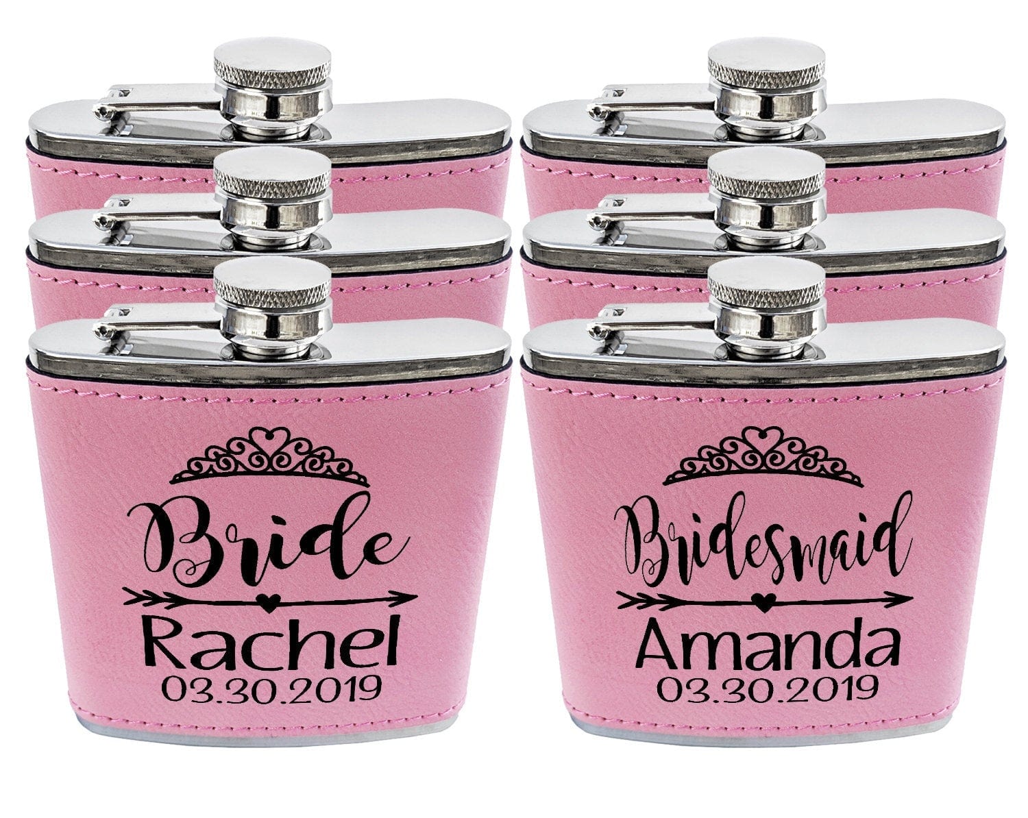 WEDDINGS Bridesmaid Teal or Pink Leather Customized Flask Engraved for Bride Beach Wedding Destination Gift Stainless Steel Sister Mother of Bride