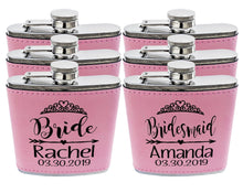 WEDDINGS Bridesmaid Teal or Pink Leather Customized Flask Engraved for Bride Beach Wedding Destination Gift Stainless Steel Sister Mother of Bride