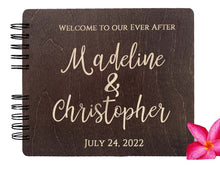 WEDDINGS Burnt Coca 80 Pages 7x8.5 / Ivory Blank Wedding Happily Ever After Wood Personalized Album Guest Book Guest Sign In Custom Hardcover Guestbook for Future Mr Mrs