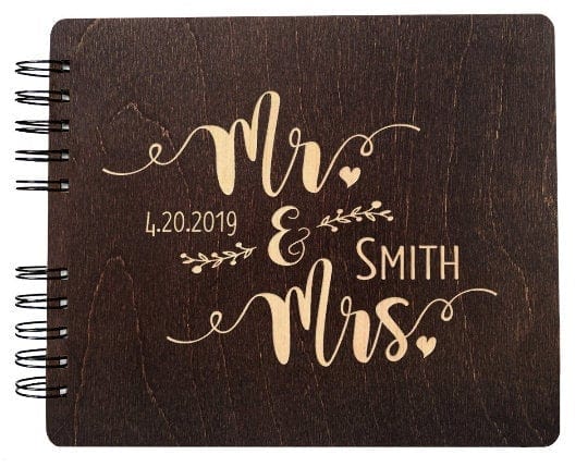 WEDDINGS Burnt Cocoa 8.5 x 7 / 80 Pages Ivory Blank Mr. and Mrs. Custom Guest Book Husband Wife 50th Anniversary Party Decoration Photo Booth Rustic Wedding Guestbook 60th Sign in Book Bride