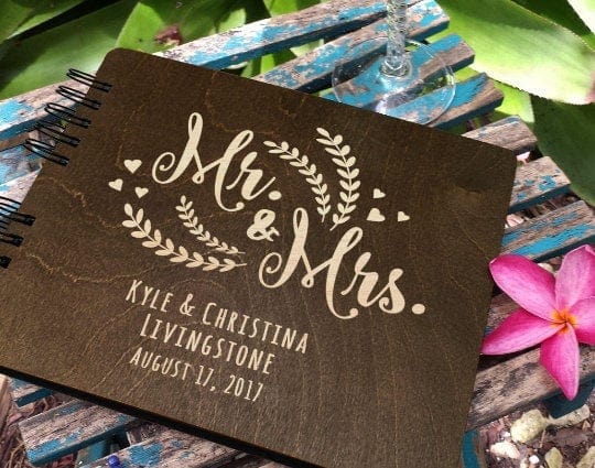 WEDDINGS Burnt Cocoa 8.5 x 7 / 80 Pages Ivory Blank Personalized Rustic Wedding Guest Book Wooden Hand Made Wood Alternate Mr Mrs Guestbook Custom Newlywed Wedding Guest Register Photo Booth