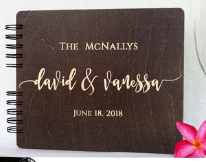 WEDDINGS Burnt Cocoa 8.5 x 7 / 80 Pages Ivory Blank Personalized Wedding Guest Book Wooden Custom Hand Made Alternative Guestbook for Newlywed Wedding Guest Register  Album