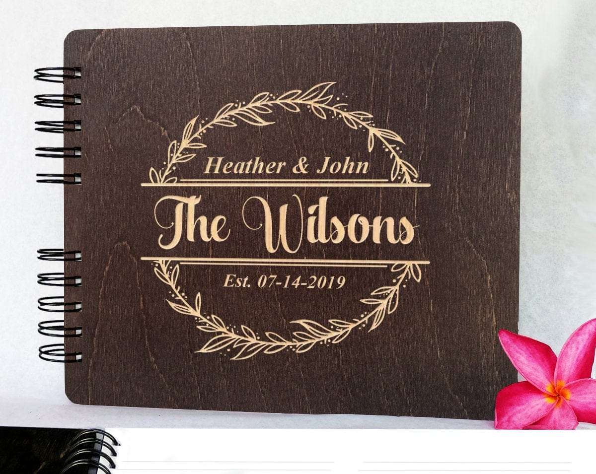 WEDDINGS Burnt Cocoa 8.5 x 7 / 80 Pages Ivory Blank Wooden Future Mr Mrs Custom Wedding Decor Guest Book Rustic Wedding Personalized Photo Album Newly Engaged Im Getting Married Gift Sign In