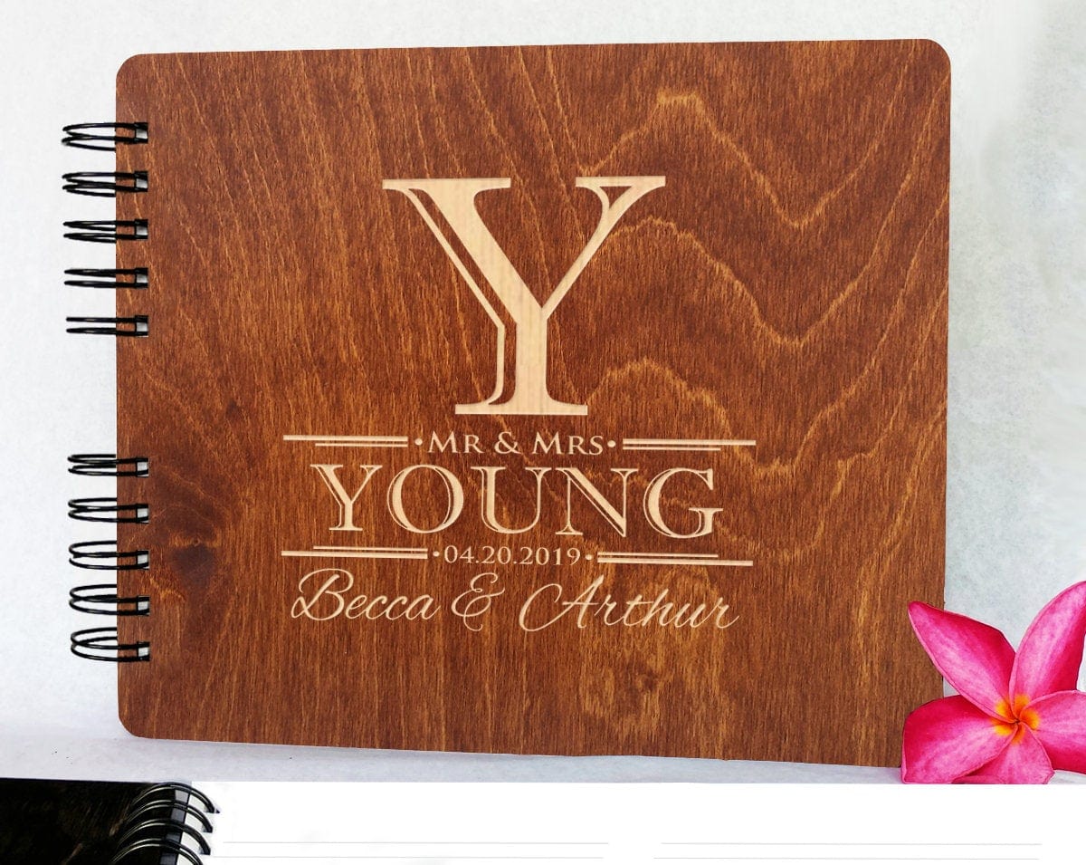 WEDDINGS Carmel Oak 8.5 x 7 / 80 Pages Ivory Blank Soon to Be Mr. Mrs. Guest Book Custom Couple Wedding Photo Guest Book Guests Sign In Photobooth Album Bridal Shower Favor Wedding Decor Gift