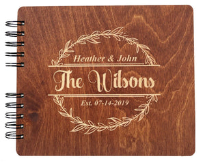WEDDINGS Carmel Oak 8.5 x 7 / 80 Pages Ivory Blank Wooden Future Mr Mrs Custom Wedding Decor Guest Book Rustic Wedding Personalized Photo Album Newly Engaged Im Getting Married Gift Sign In