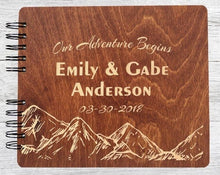 WEDDINGS Carmel Oak 8.5x7 / 80 Pages IVORY Blank Our Adventure Begins Just Married Wedding Wooden Guest Book Unique Rustic Engraved GuestBook Bridal Shower Gift for Bride Groom Photo Album