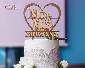 WEDDINGS Carmel Oak Wedding Cake Topper Personalized Wood Name Mr Mrs Cake Decoration Rustic Bride Groom Custom Tier Cake Toppers Bridal Shower Gift for Couple