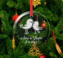 WEDDINGS Christmas Ornament Personalized Love Birds First Christmas Ornaments Him Her Couple Gift Love Engraved Names Date Wedding Married Engagement