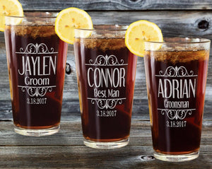 WEDDINGS Classy Party 16oz Unique Engraved Beer Glass Personalized Wedding Gift Groomsmen Beer Mug Groom Bride Wedding Favor Gift Birthday for Dad