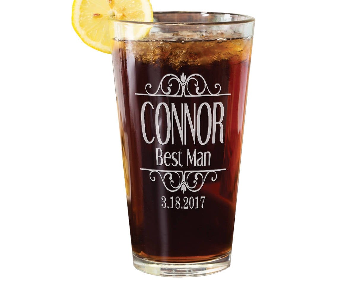 WEDDINGS Classy Party 16oz Unique Engraved Beer Glass Personalized Wedding Gift Groomsmen Beer Mug Groom Bride Wedding Favor Gift Birthday for Dad