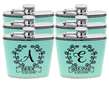 WEDDINGS Classy Single Monogram Personalized Birthday Flask Gift Teal or Pink Engraved Womens Present from Husband Wife Anniversary Idea Team Bride