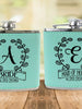WEDDINGS Classy Single Monogram Personalized Birthday Flask Gift Teal or Pink Engraved Womens Present from Husband Wife Anniversary Idea Team Bride