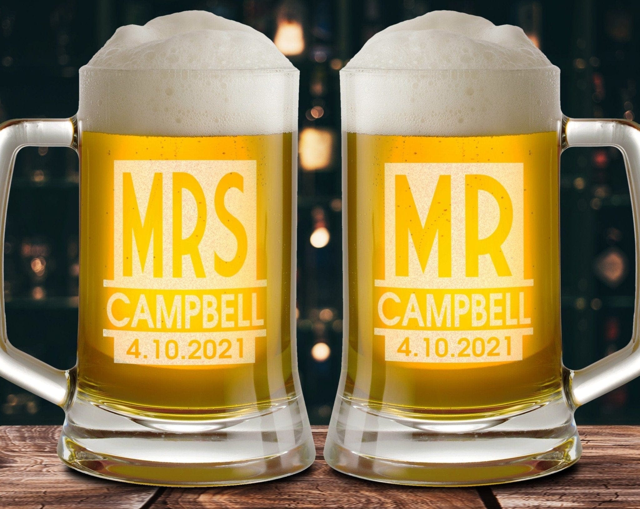 WEDDINGS Couples Customized 25th Wedding Anniversary for Her Him Beer Mug Set of 2 Fathers Day Best Friend Birthday Gift Unbiological Sister Glasses