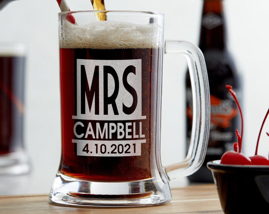Couples Customized 25th Wedding Anniversary for Her Him Beer Mug Set o–  Stocking Factory