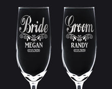 WEDDINGS Custom Engraved His Her Champagne Glasses Set of 2 Bride Groom Wedding Decorations for Party 55th Anniversary Gift Newlywed Bridal Shower
