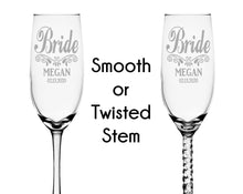 WEDDINGS Custom Engraved His Her Champagne Glasses Set of 2 Bride Groom Wedding Decorations for Party 55th Anniversary Gift Newlywed Bridal Shower