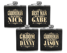 WEDDINGS Custom Flask for Mens Birthday Idea Womens Bride Tribe Personalized Gifts Wedding Groomsmen Best Man Gold Engraved Father Mans Gift Leather