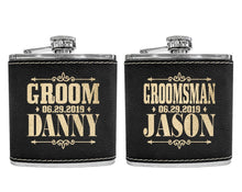 WEDDINGS Custom Flask for Mens Birthday Idea Womens Bride Tribe Personalized Gifts Wedding Groomsmen Best Man Gold Engraved Father Mans Gift Leather