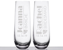 WEDDINGS Custom Proposal Engraved Bridal Party Stemless Champagne Flutes Wedding Bridesmaid Bride Gifts Personalized Gifts Single Glass Wine Toasts