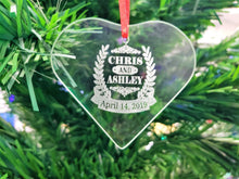 WEDDINGS Glass Christmas Ornament Personalized Couple First Christmas Ornaments Him Her Couple Gift Love Engraved Names Date Wedding Anniverasry Date