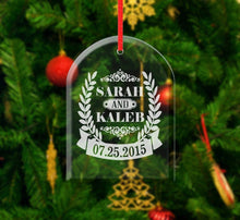 WEDDINGS Glass Christmas Ornament Personalized Couple First Christmas Ornaments Him Her Couple Gift Love Engraved Names Date Wedding Anniverasry Date