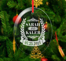 WEDDINGS Glass Christmas Ornament Personalized Couple First Christmas Ornaments Him Her Couple Gift Love Engraved Names Date Wedding Anniverasry Date