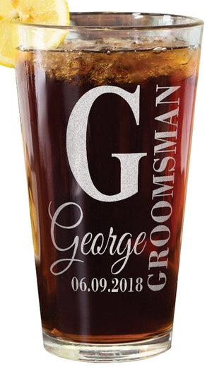 WEDDINGS Groom Bride Wedding Proposal Favors Pint Glass Personalized Engraved for Groomsmen and Bridesmaid Dad Mom Thank You Gift Idea Team Groom