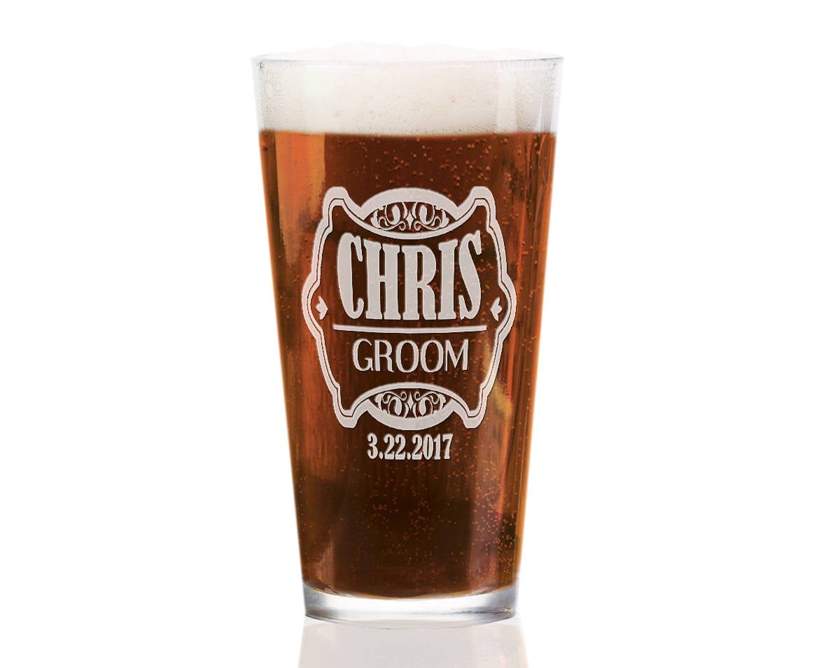WEDDINGS Groomsman Wedding Party ONE Custom Wedding Party Shield 16 Oz Best Man Bachelor Party Thank You Usher Father of Bride Custom Gift from Groom