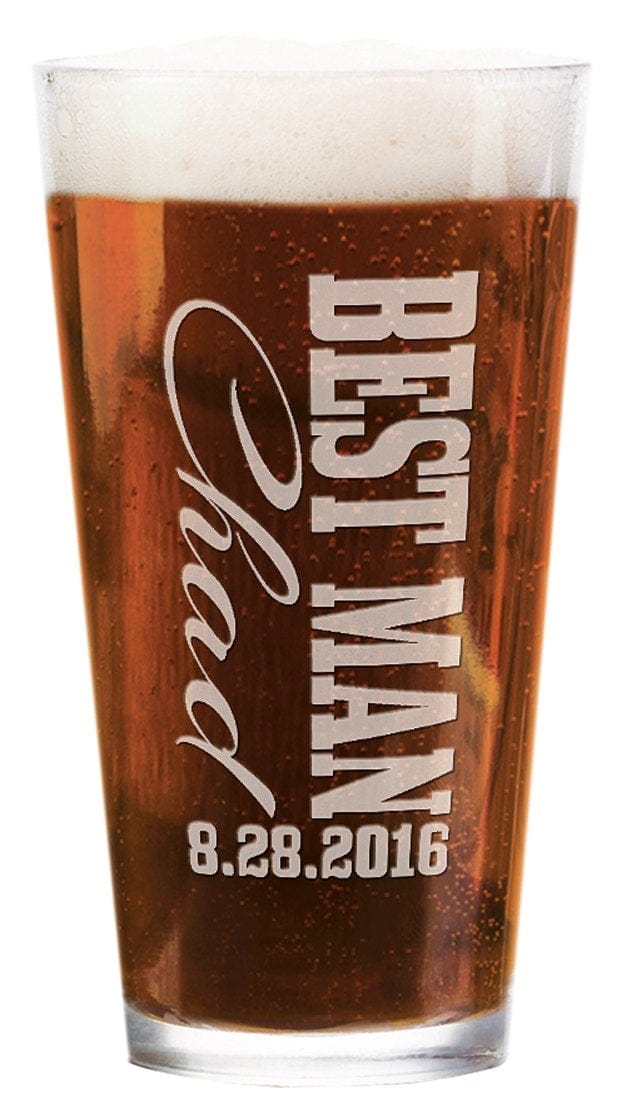 WEDDINGS Groomsmen Gift Pint Glass 16 Oz Personalized Wedding Party Craft Pub Groom Groomsman Best Man Engraved Drinking Gift Favors Custom Beer Mug