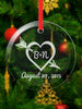 WEDDINGS Heart Arrow Glass Christmas Ornament Personalized Christmas Ornaments Couple Gift Engraved Initials Date Boyfriend Girlfriend Engagement