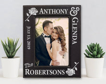WEDDINGS Leather Future Bride Groom Couples Gold or Silver Engraved Frame Newlyweds Mr. Mrs. Wife Husband 50th Anniversary Day of Wedding Gift Decor