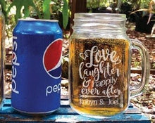 WEDDINGS Love Laughter & Happily Ever After Set of 2 Custom Mason Jar Wedding Gift for Bride Groom Engaged Anniversary Gift Idea for Couples Man Wife