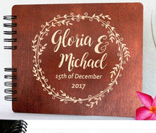 WEDDINGS Mahogany 8.5x7 / 80 Pages Ivory Blank Wooden Wedding Guestbook Rustic Personalized Wood Alternate Unique Bride Groom Guest Book Custom Newlywed Wedding Guest Register Gift